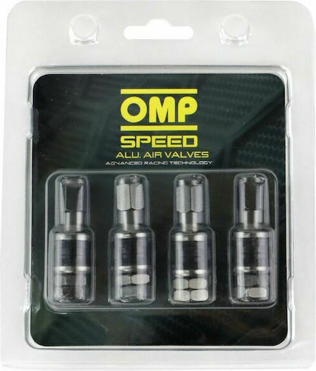 OMP Aluminum Valve Caps Gray 4pcs