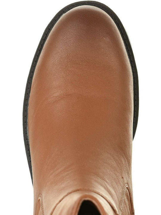Leder Stiefeletten Damen Tabac Braun