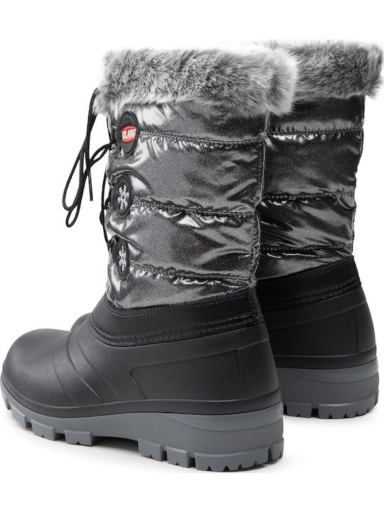 Synthetic Leather Snow Boots with Laces Patty Lux Black