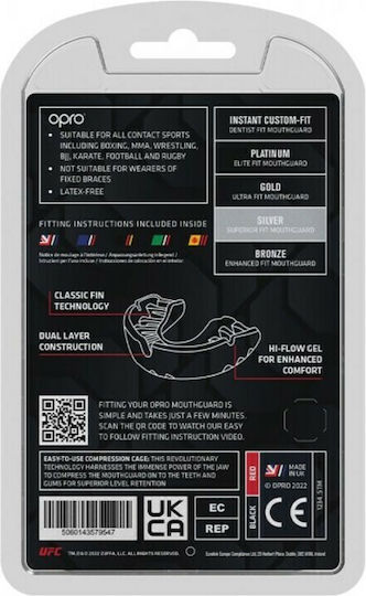 Opro UFC Silver Protective Mouth Guard Senior Black