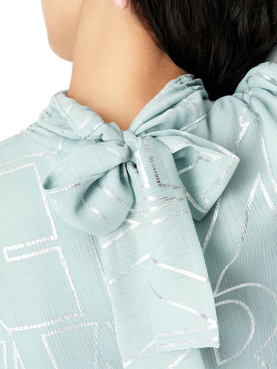 Mini Kleid Rollkragen mit Rüschen Grün