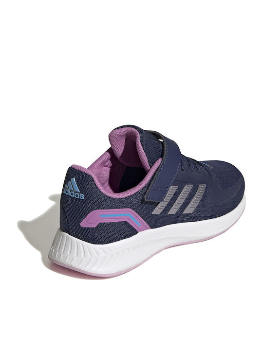 Runfalcon 2.0 K Kids Sports Shoes Running with Hoop & Loop Closure Dark Blue / Matt Purple Metallic / Pulse Lilac