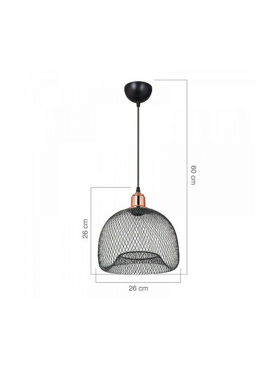 Homeplus Kasis Pendant Light Single-Light Grid for Socket E27 Black