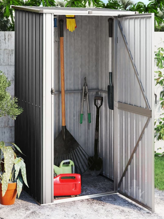 Metallic Galvanized Garden Warehouse with Single-Leaf Door Ανθρακί L1.185xW0.97xH2.095cm