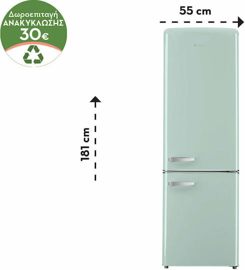 Morris Retro Ψυγειοκαταψύκτης 244lt Υ181xΠ55xΒ61.5εκ. Τιρκουάζ MRS-31252LG