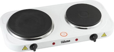 Tristar Enamel Countertop Double Burner White