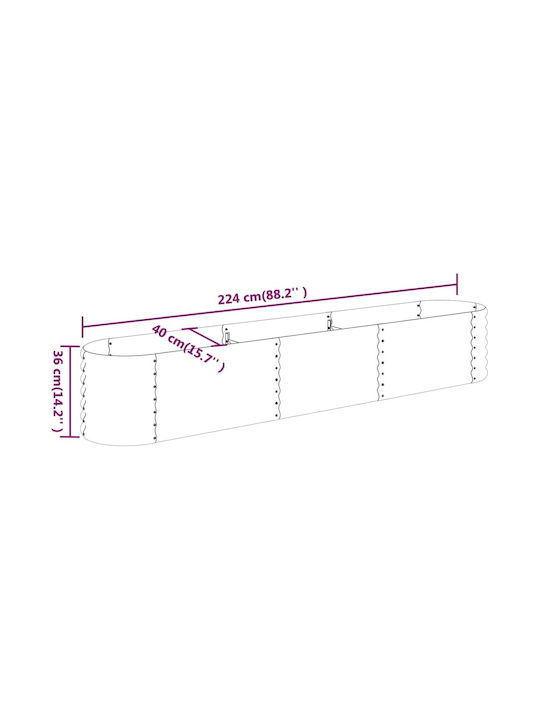 vidaXL Кутия за саксии Метал Въглени 224x40x36см.