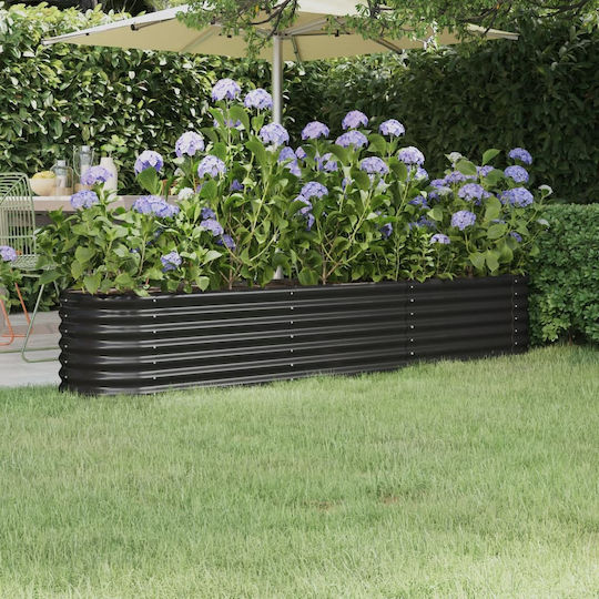 vidaXL Planter Box Metal Cărbune de lemn 224x40x36cm.