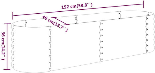 vidaXL Кутия за саксии Метал Въглени 152x40x36см.