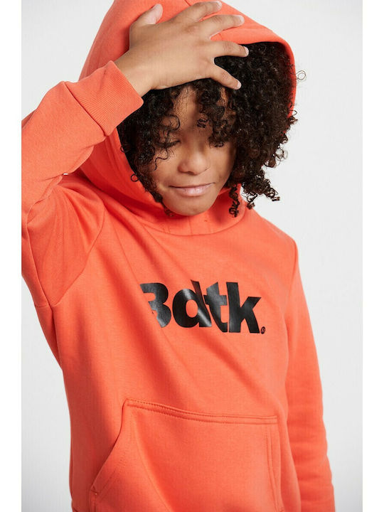 Fleece Kids Sweatshirt with Hood and Pockets Orange