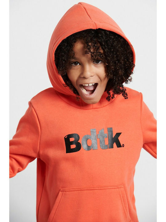 Fleece Kids Sweatshirt with Hood and Pockets Orange