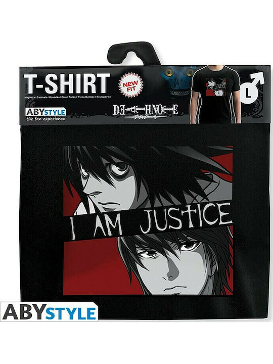 Abysse I Am Justice T-shirt Death Note Μαύρο Βαμβακερό