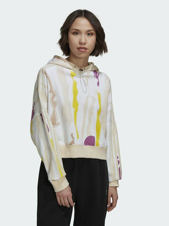 Women's Sweatshirt Hooded Multicolor / White / Ecru Tint
