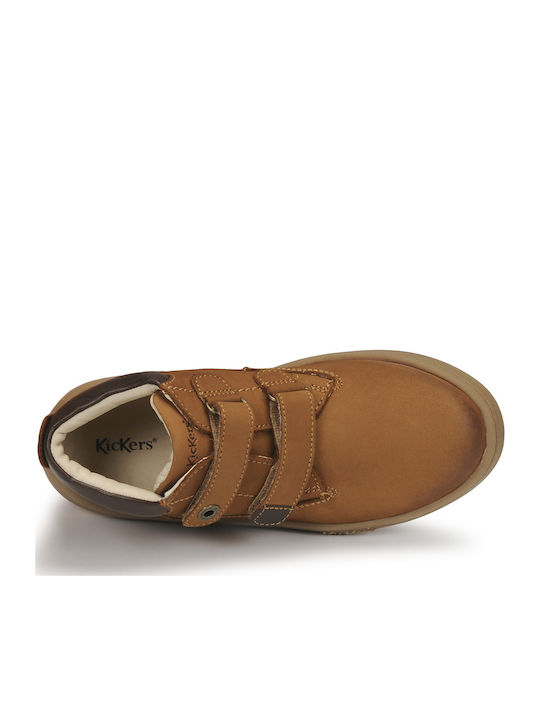 Tackeasy Anatomical Leather Kids Boots with Velcro Brown