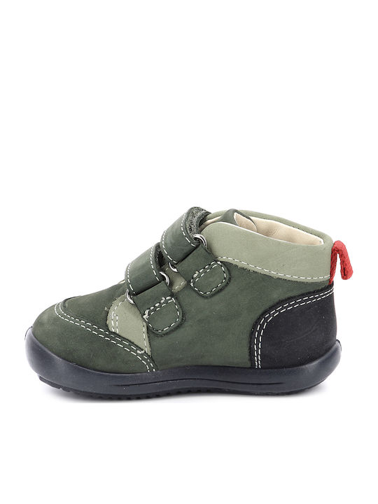 Lederne Kinderstiefeletten mit Klettverschluss Grün