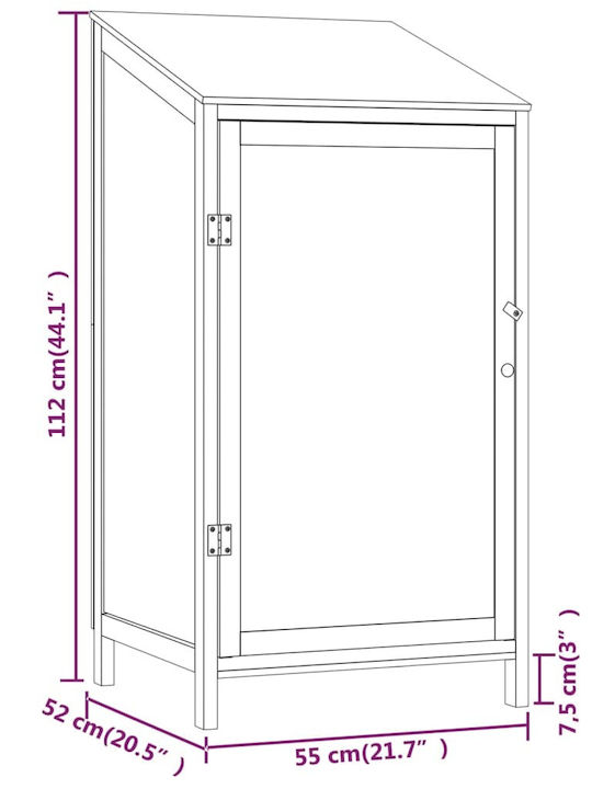 Wooden Garden Shed L0.55xW0.52xH1.12m