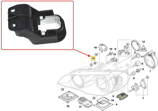 Carner Car Electrical Spare Part Headlight Repair Bracket for Bmw X5 E70 07-13 / X6 E71 08-15 1pc Black Color