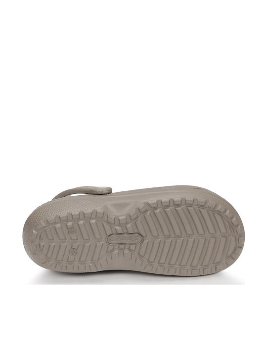 Crocs Classic Fuzz Lined Σαμπό με Γούνα Μπεζ 203591-2YB