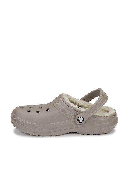 Crocs Classic Fuzz Lined Σαμπό με Γούνα Μπεζ 203591-2YB