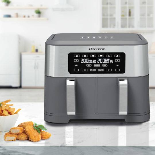 Rohnson Air Fryer with Double Detachable Bucket 8.5lt Gray R-2844