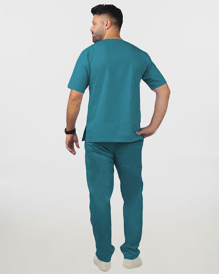 Ayo Kane Unisex Petrol Blue Pants & Blouse Set Cotton and Polyester