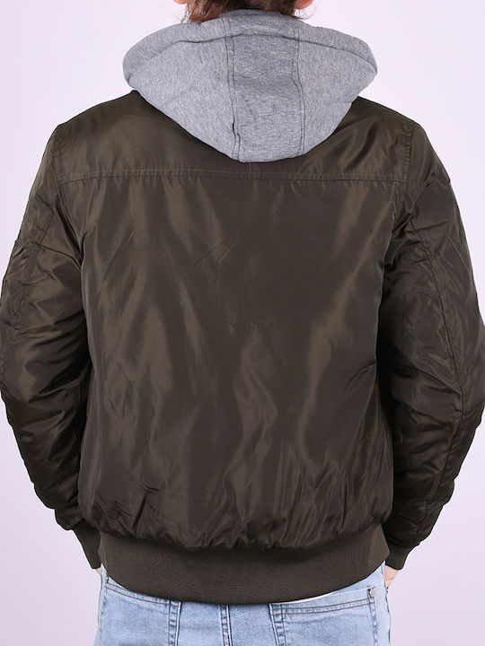 Windbreaker jacket with hood khaki Khaki