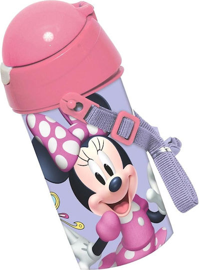 Gim Minnie Kids Water Bottle Minnie Plastic with Straw Pink 500ml