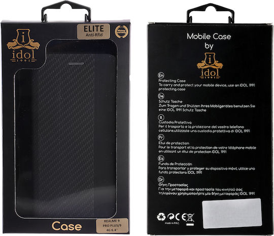 Idol 1991 Elite Anti-RFID Book Synthetic Leather Black (Realme 9 / 9 Pro+)