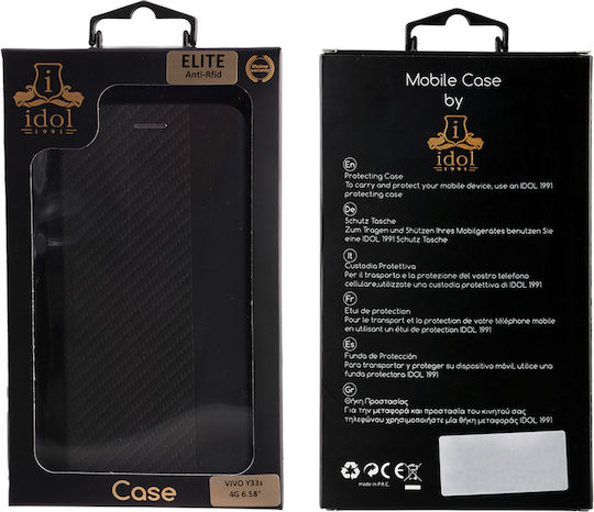 Idol 1991 Elite Anti-RFID Book Piele artificială Negru (Vivo Y76 5G)