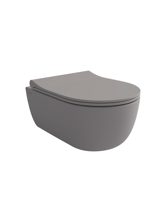 Bocchi V-Tondo Λεκάνη Κρεμαστή Rimless με Κάλυμμα Soft Close Γκρι