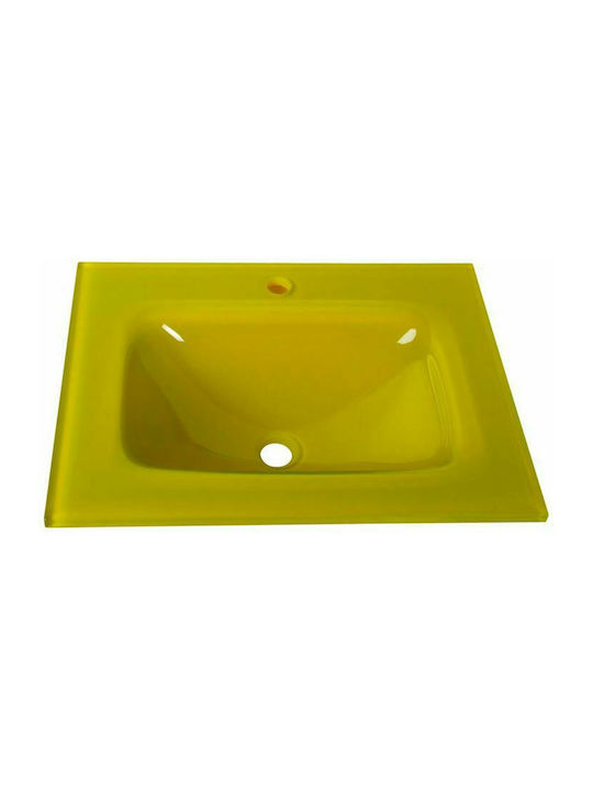 Gloria Glass Form Inset Sink Glass 60x46cm Yellow