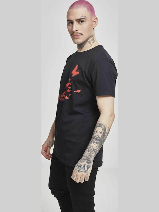 Merchcode Banksy Butterfly T-shirt Μαύρο