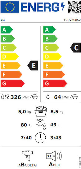 LG Mașină de spălat cu uscător 8.5kg/5kg Cu aburi 1200 Rotiri cu Wi-Fi