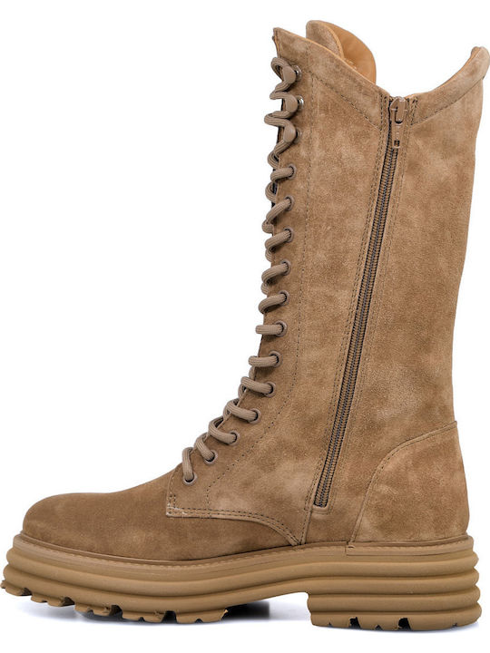 Suede Women's Ankle Boots Beige