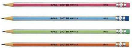 Giotto Matita Pencil HB with Eraser (Μiscellaneous colours)