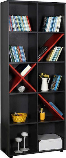 Bibliothek Anthrazit / Rot 75x30x188cm