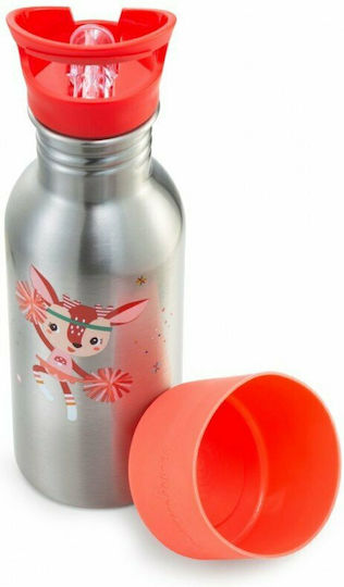 Lilliputiens Wonder Stella Kids Water Bottle Unicorn Silicone with Straw Red 600ml