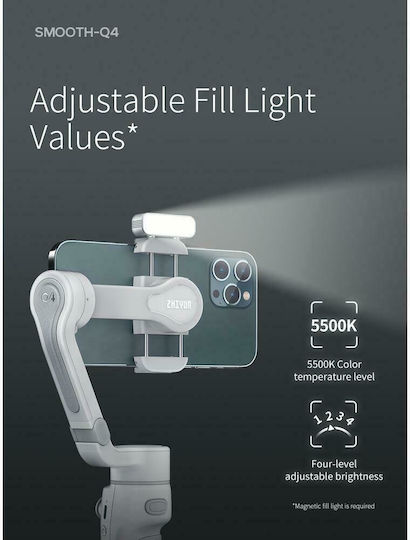 Zhiyun Smooth Q4 Combo Phone Gimbal with 3 Axis Stabilization and 15 Operating Hours White