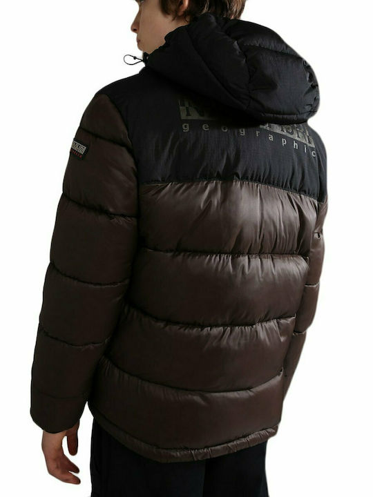 Napapijri A-Hornelen Men's Winter Puffer Jacket Brown Ebony