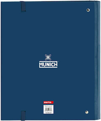 Munich Clipboard with 4 Rings for Paper A4 Blue 1pcs