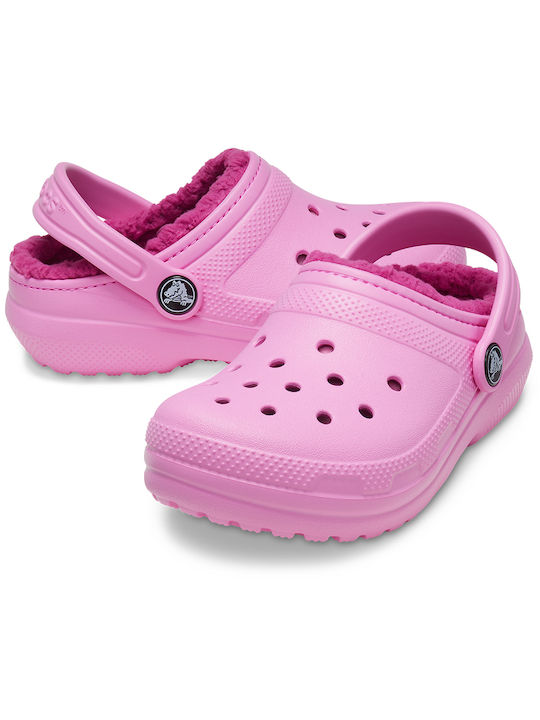 Crocs Παιδικές Παντόφλες Ροζ Classic Lined
