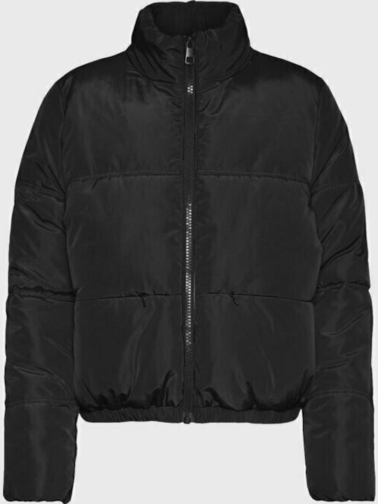 Women's Short Puffer Jacket for Winter Black