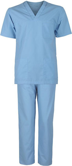 Be Unique M3 Unisex Hose & Bluse Set Hellblau aus Baumwolle und Polyester