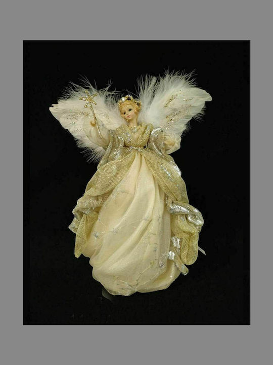 JK Home Decoration Christmas Ceramic Figure Cherub Gold Height 35cm