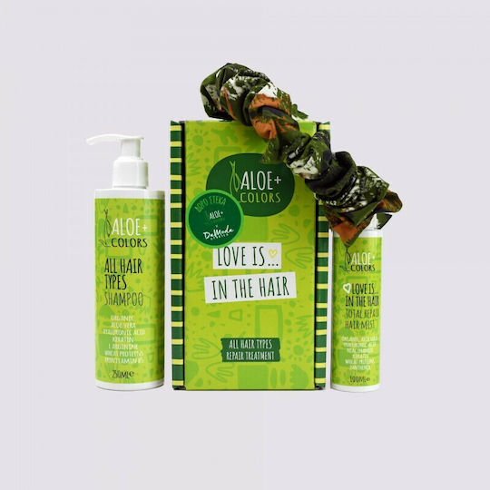 Aloe Colors Love Is In The Hair Σετ Περιποίησης Μαλλιών για Όλους τους Τύπους με Σαμπουάν 3τμχ
