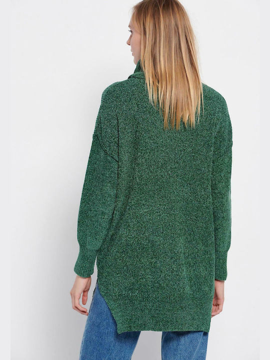 Funky Buddha Women's Long Sleeve Sweater Turtleneck Bistro Green