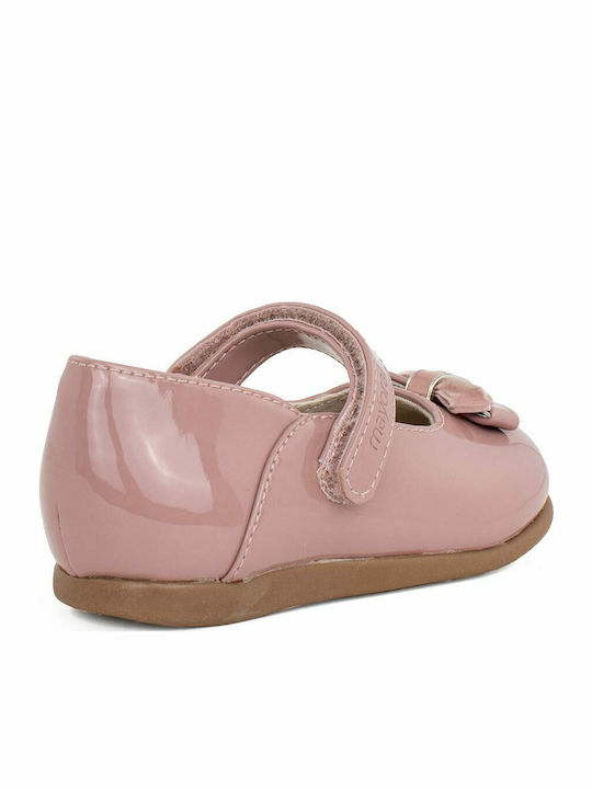 Kids Patent Leather Ballerinas with Hoop & Loop Closure Pink