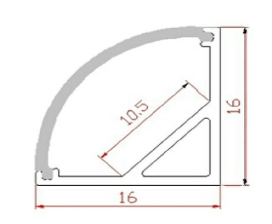 Atman Extern Aluminiumprofil für LED-Streifen Ecke mit Opal Abdeckung 200x1.6x1.6cm
