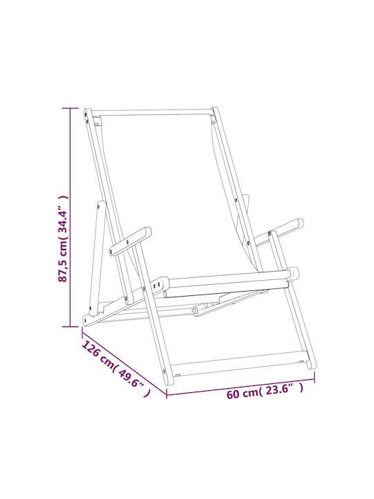 Deckchairs Wooden with Armrest & Gray Fabric 60x126x87.5cm