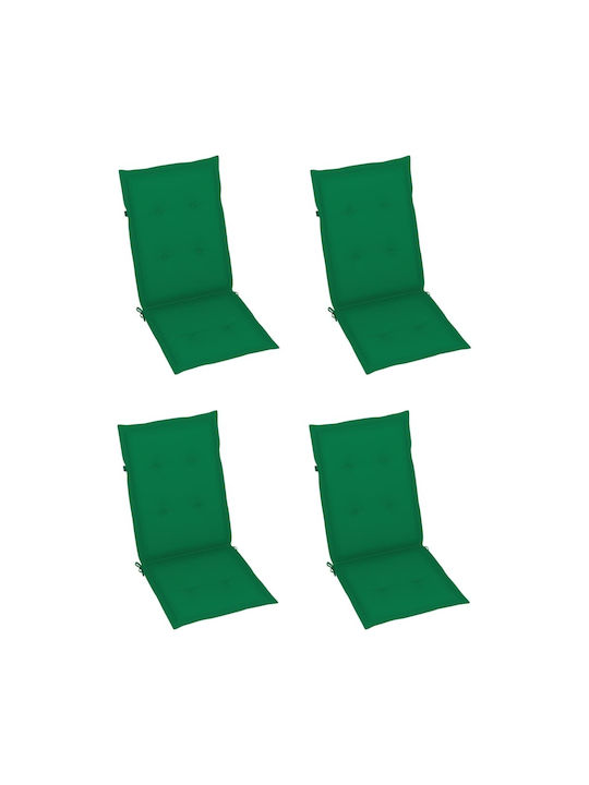 vidaXL Garden Chair Cushion with Backrest Green 4 Pieces 50x120cm